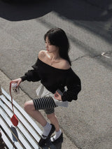 [Bellide made/waist reduction] クローゼット&スリットオフショルダー マンツーマン