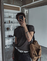 Norby クロップストライプ半袖Tシャツ