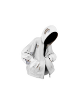 RELABEL (Daylight Fade) Dreamy Striped Patchwork Double-Layer Hand-Stitched Distressed Stitching Heavy-Washed Zip-Up Hoodie