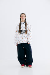 BSRBT SPORTY PULLOVER SNAP JACKET - WHITE/BEIGE