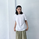 ピュア ホワイト ドロップショルダー Tシャツ