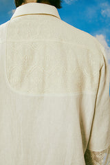 Lace Coloring Linen Shirt Ivory