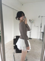 V-Neck Button Long Sleeve T