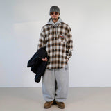 オンブレチェックシャツ (BROWN)