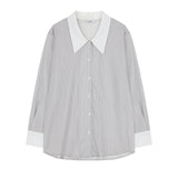 ビッグカラーストライプブラウス　ブルー