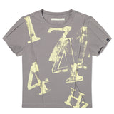 COLLECTION PIN TUCK POINT GRAPHIC T-SHIRT [GRAY]