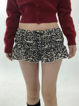 Leopard Shirring Skirt Pants