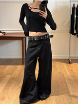 [Unisex] ステッチブーツカットデニムパンツ
