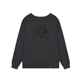 バタフライシグネチャー長袖トップ_ブラックスカイブルー