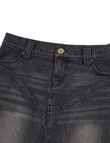 DENIM LONG SKIRT(BLACK)