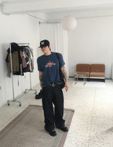 No.1737 lettering selvedge denim PT