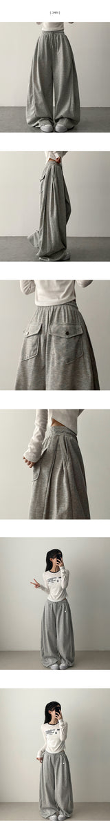 Kinph Fresh Side Pin Tuckバックポケットスウェットワイドパンツ