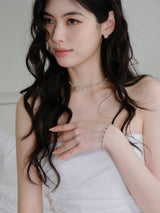 PEARL&DQ ROUND BANGLE NECKLACE-SILVER