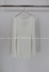 damage net see-through long knitwear