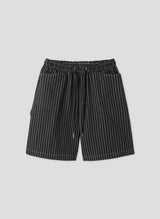 Striped Bermuda Carpenter Denim Wide Pants 2COLOR