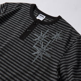 Untitled Starrynight Stripe Henley Neck Short Sleeve Black Charcoal