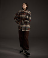 W COZY HAIRY CHECK JACKET NAVY