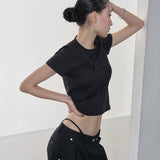 スラッシュピンタックTシャツ (BLACK)