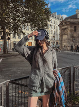 Pony Two-Way Knit Hooded Zip-Up