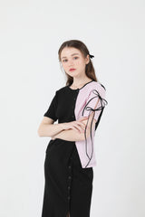 スリットリボンハーフスリーブTシャツ