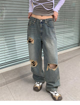 (Unisex) Vintage check denim pants