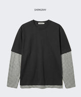 Crop Layered Long Sleeve Dark Gray