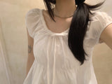 Sugar Lace Babydoll Puff Blouse