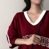 マリーズカラーリングラインVネックショートスリーブTシャツ