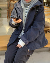 Pump Check Color Matching Hood Bomber Padding Jumper