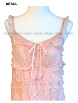 peach chiffon frill lace dress (cardigan set)