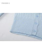 Stella A Hotfix Twisted Collar Knitwear Cardigan BLUE