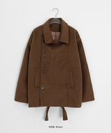 Rimlo Belt Double Button High Neck Coat