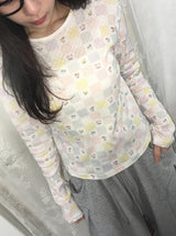 ヒデニフラワーパッチワークパンチングTシャツ