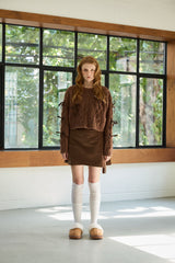 WHIMSICAL WOOL RIBBONE KNIT / BROWN