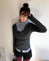 Se-an Collar Shirt Layered T-Shirt