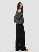 Chin Non-Obi Low-Rise Pants, Black