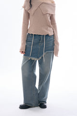 Klint rough crop skirt denim