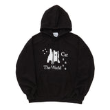 Cat Save The World Pixel art hoodie (Gray, Black)