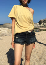 EYELET OFF SHOULDER TEE