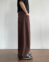 Brown Curved Denim Pants