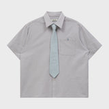 Tie SET Check Half Shirt