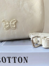 Butterfly Wappen Patch Faux Leather Shoulder Bag