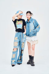 damage denim pants