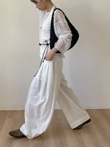 Damaged See-through Boat Neck Loose Fit Knit