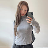 LOGO STITCH WOOL MOCK NECK WARMER TEE