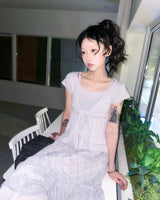 (2color) Shirring Layered Flare Check Skirt