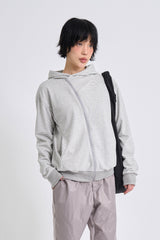 City stripe unbalance hood zip-up