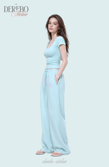 Taylor Mint Lettering Casual Wide Pants