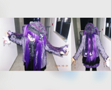  Extra-Long Floppy Bunny Ear Crochet Hat with Dangling Star Charms（blue/dark purple