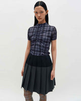 Plaid Smocking T-Shirt _ PURPLE